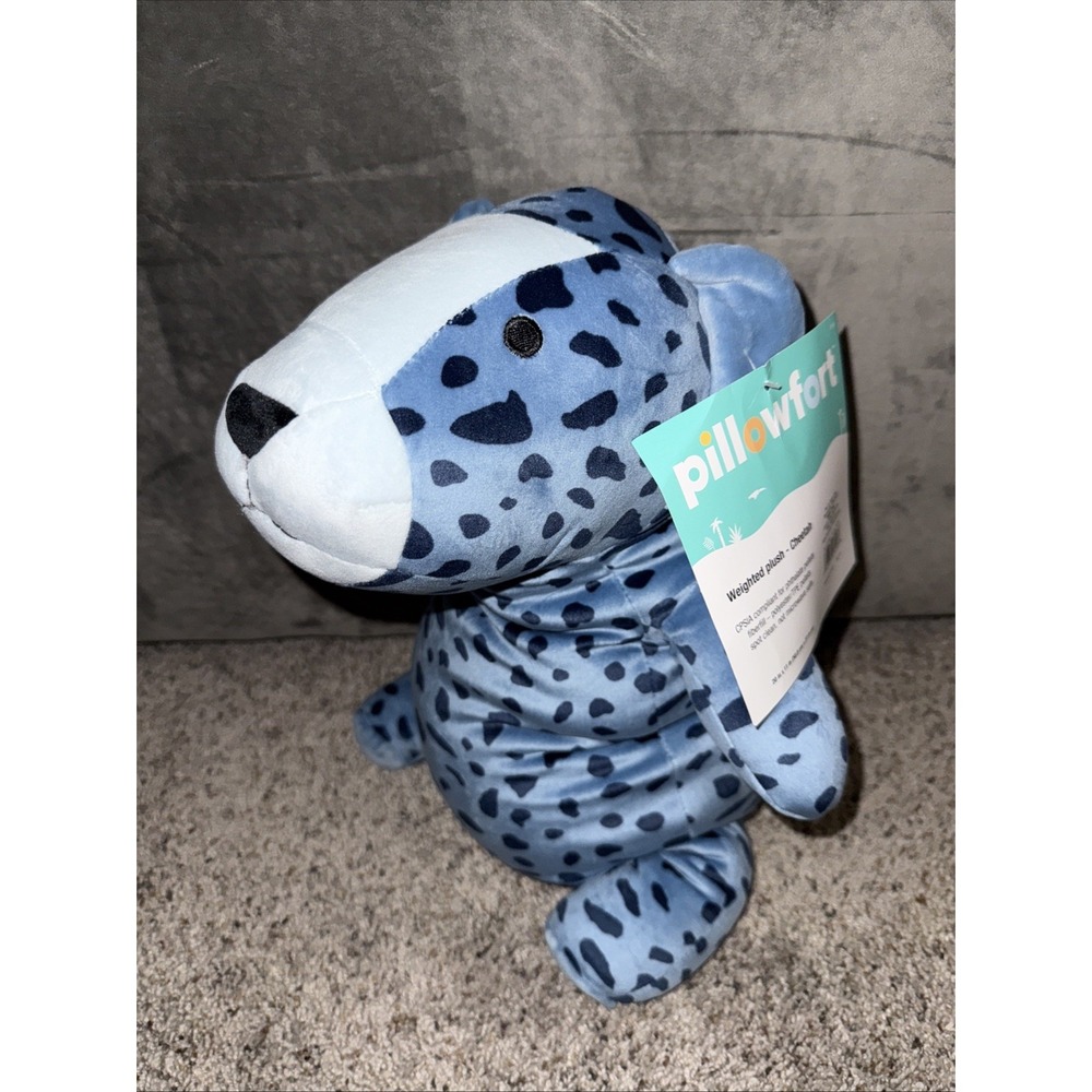 NWT Pillowfort Weighted Plush Blue Cheetah Leopard Throw Pillow Sensory 3lbs NEW